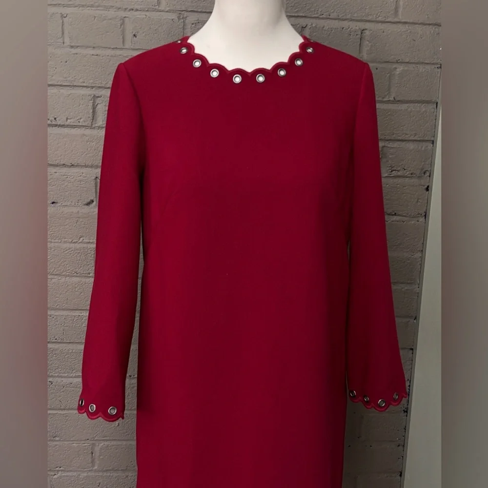 Kate Spade burgundy scalloped grommet dress 8
